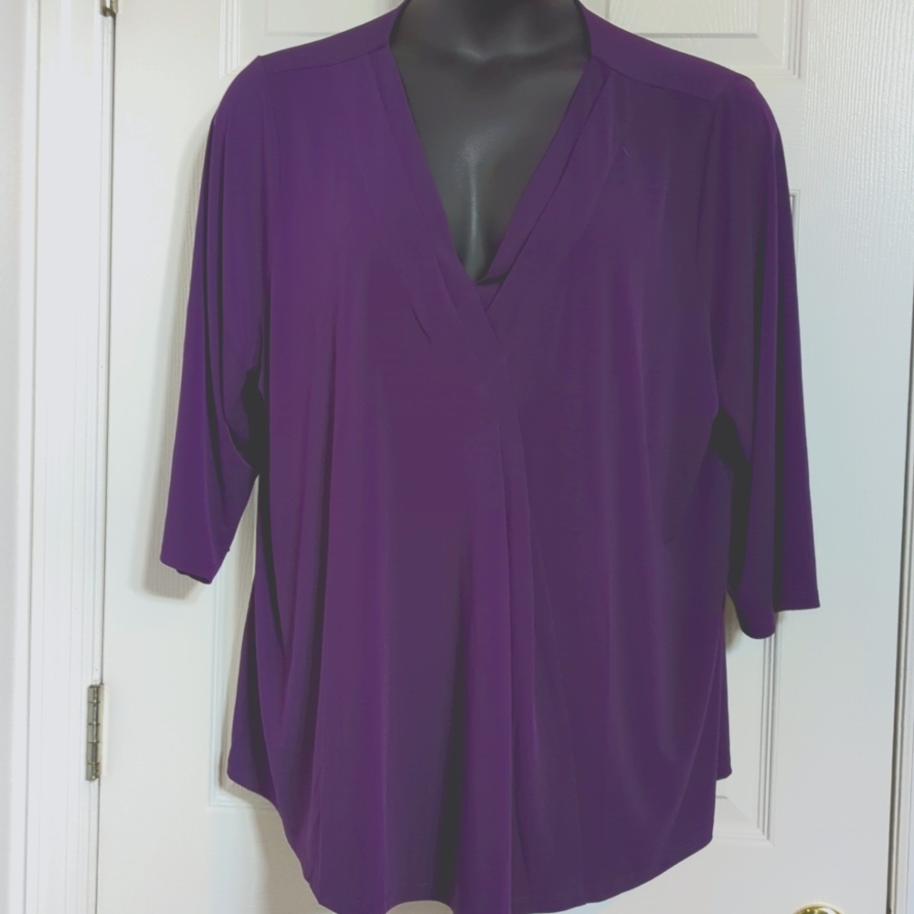 Lane Bryant Deep Purple V-Neck Tunic Top